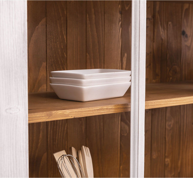 Großer Geschirrschrank aus Massivholz | Vitrine | 2-teilig | 9 Türen | 6 Schubladen