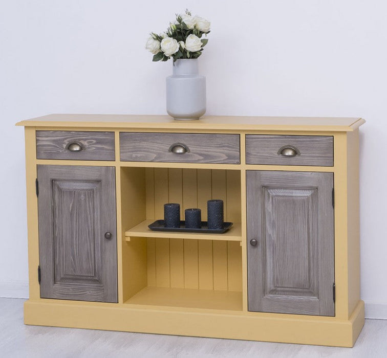 Massives Landhaus Sideboard mit 3 Schubladen & 2 Schränken