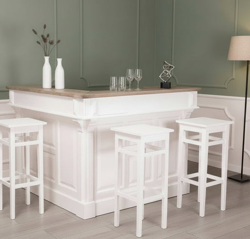 Landhausbar aus Massivholz in L-Form - 