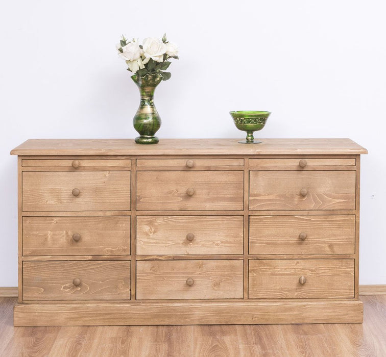 Große Landhauskommode aus Massivholz mit neun Schubladen - Sideboard