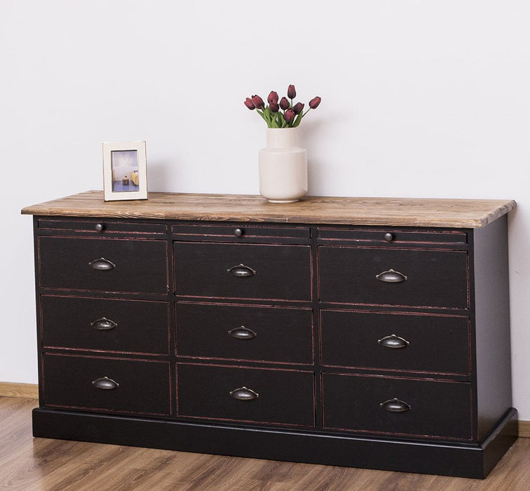 Große Landhauskommode aus Massivholz mit neun Schubladen - Sideboard