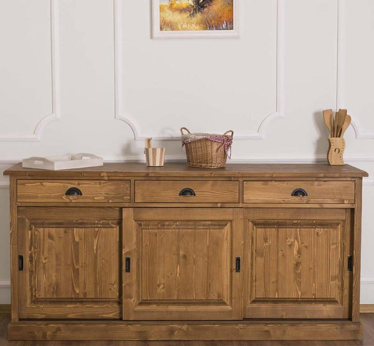 Kommode aus Massivholz | Sideboard mit 3 Schubladen und 3 Schiebetüren