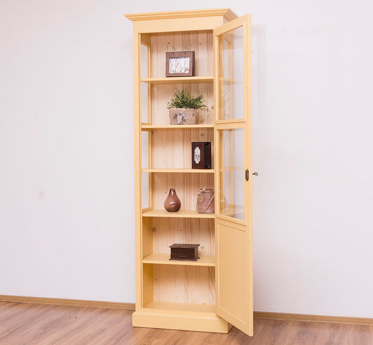 Vitrine aus Massivholz | Bücherregal mit durchgehender Tür