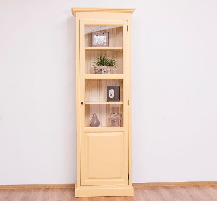 Vitrine aus Massivholz | Bücherregal mit durchgehender Tür