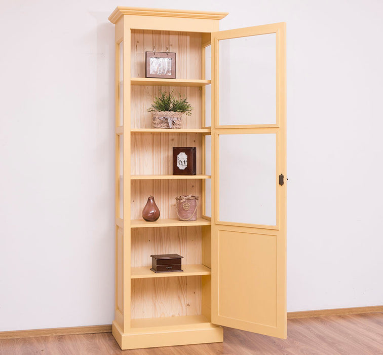 Vitrine aus Massivholz | Bücherregal mit durchgehender Tür