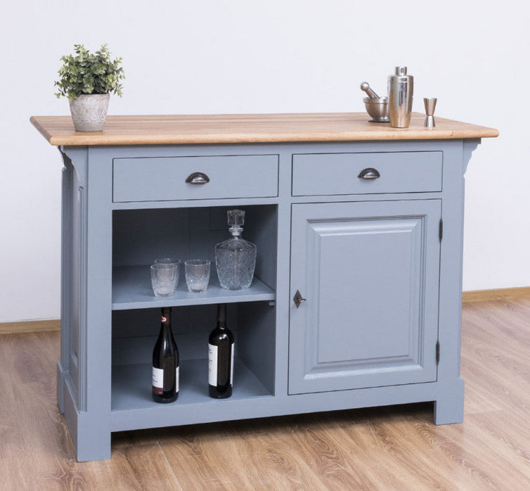 Landhaus Bartresen aus Massivholz - Minibar freistehend mit Eichenplatte