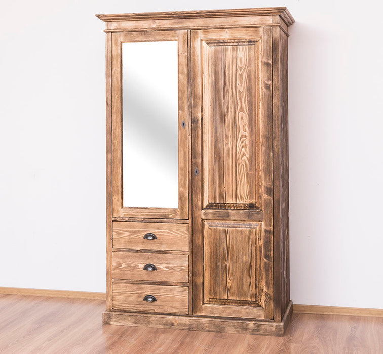 Kleiderschrank aus Massivholz mit Spiegeltür