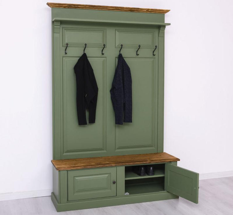 Garderobe aus Massivholz mit 6 Haken und 2 Staufächern