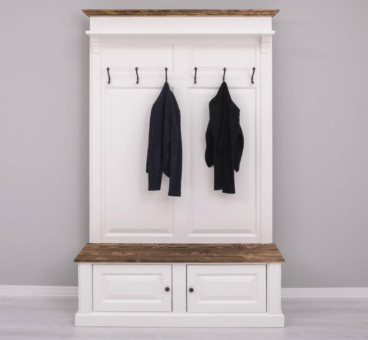 Garderobe aus Massivholz mit 6 Haken und 2 Staufächern