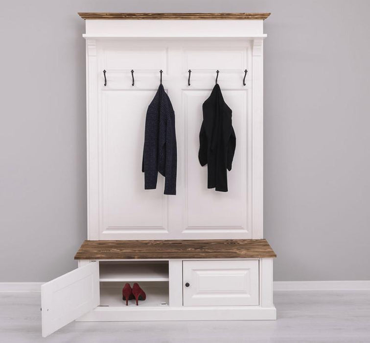 Garderobe aus Massivholz mit 6 Haken und 2 Staufächern