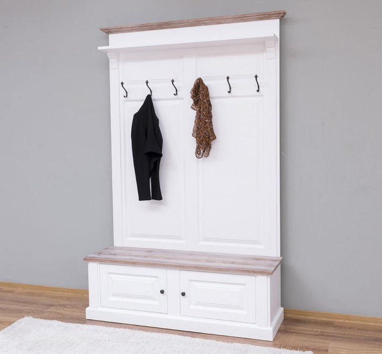 Garderobe aus Massivholz mit 6 Haken und 2 Staufächern