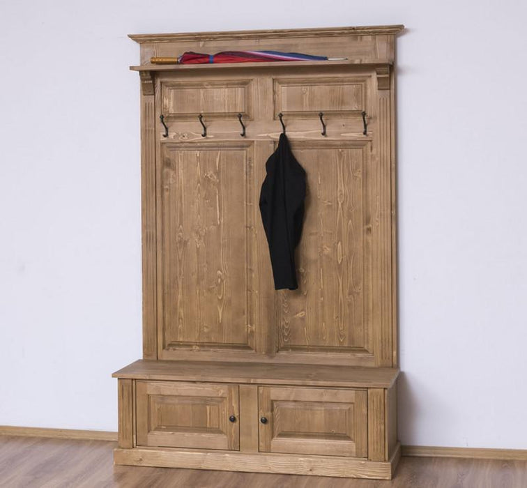 Garderobe aus Massivholz mit 6 Haken und 2 Staufächern