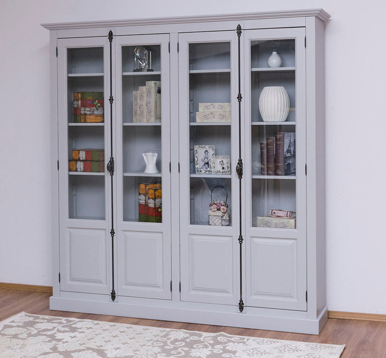 Großer Bücherschrank aus Massivholz mit externem Verschlusssystem | Vitrine | 4-türig