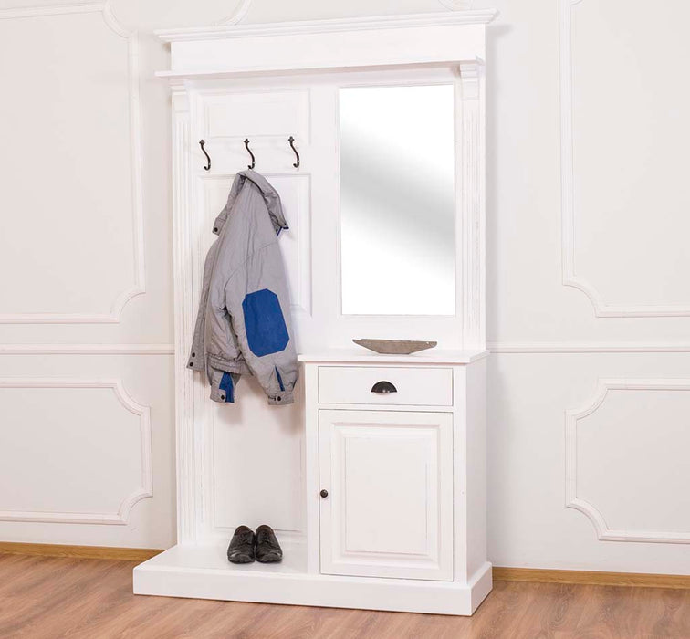 Garderobe aus Massivholz mit Spiegel und Schrankablage