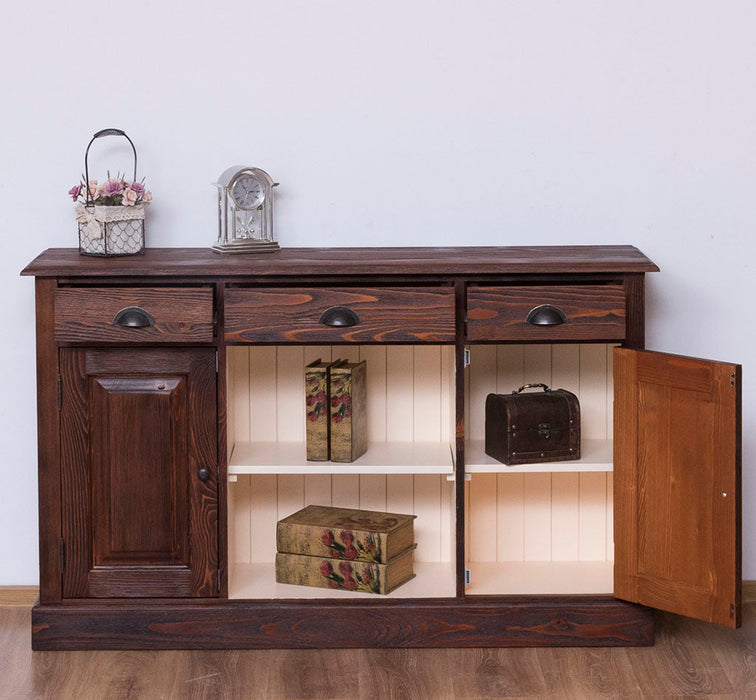 Massives Landhaus Sideboard mit 3 Schubladen & 2 Schränken