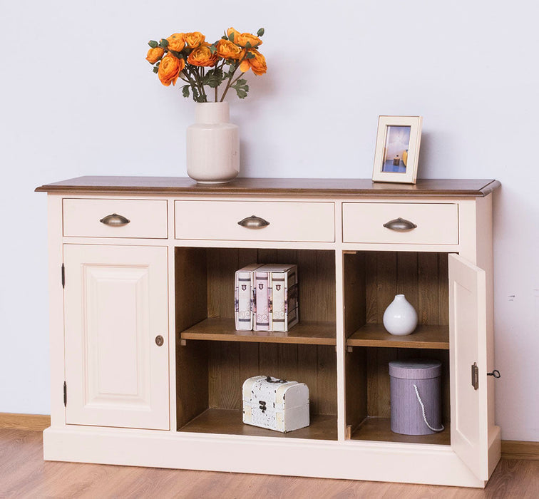 Massives Landhaus Sideboard mit 3 Schubladen & 2 Schränken