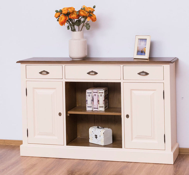 Massives Landhaus Sideboard mit 3 Schubladen & 2 Schränken