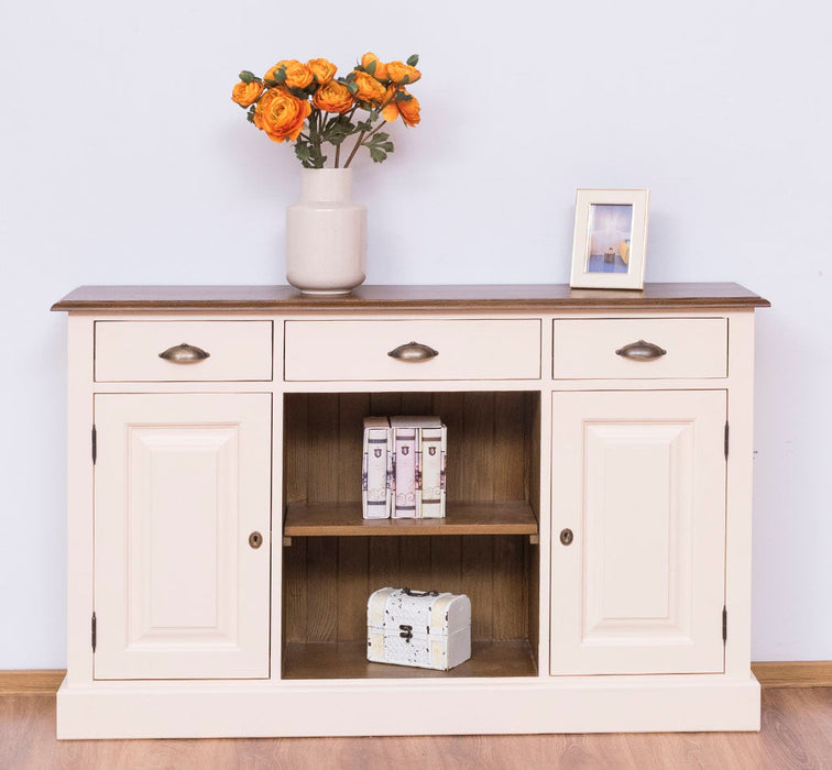 Massives Landhaus Sideboard mit 3 Schubladen & 2 Schränken