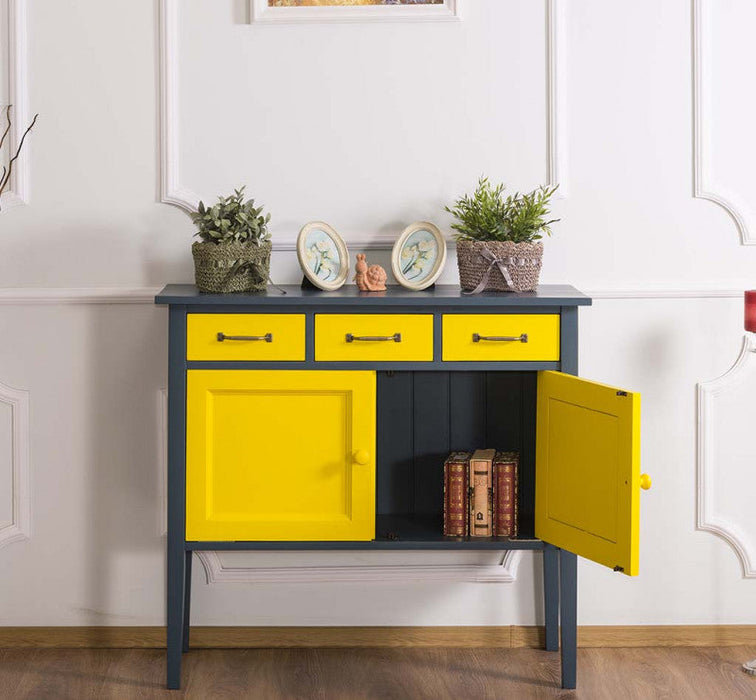 Sideboard mit drei Schubladen - Anthrazit Gelb