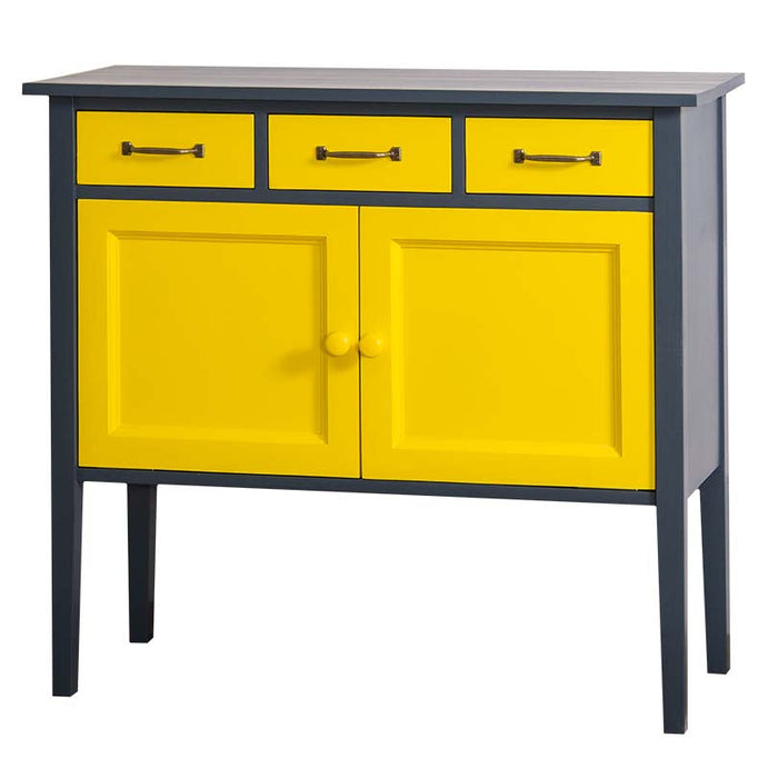 Sideboard mit drei Schubladen - Anthrazit Gelb