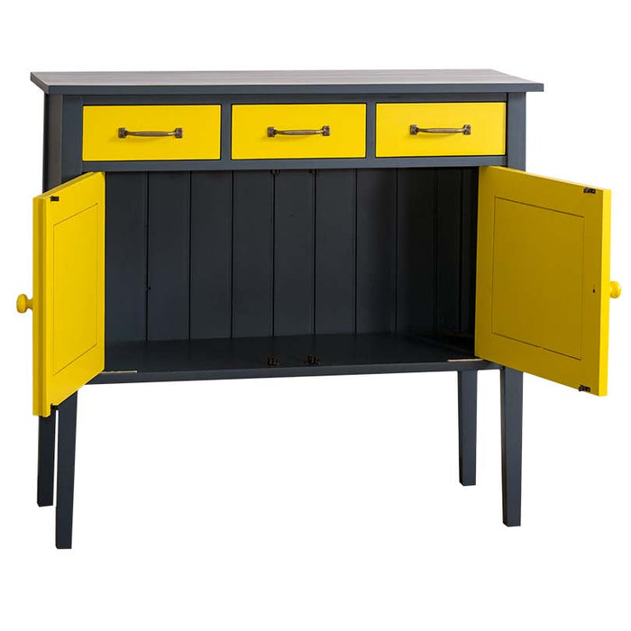 Sideboard mit drei Schubladen - Anthrazit Gelb