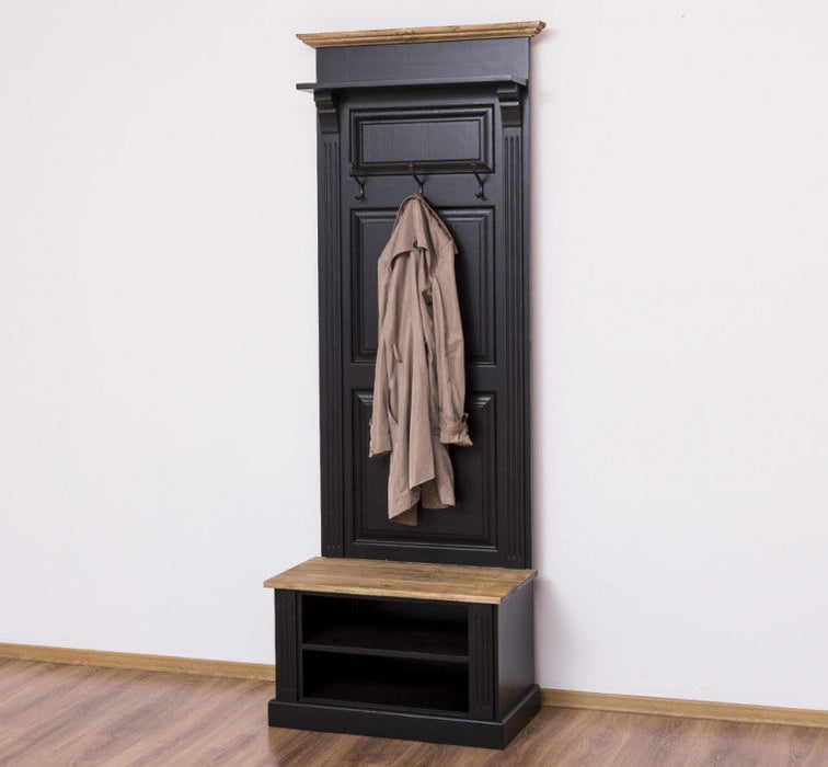 Schmale Garderobe aus Massivholz mit Ablage und 3 Haken