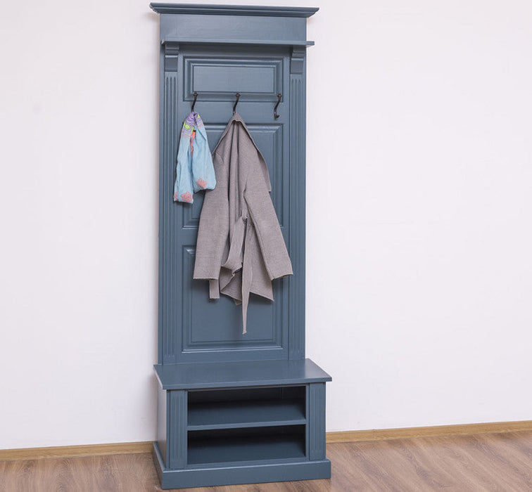 Schmale Garderobe aus Massivholz mit Ablage und 3 Haken