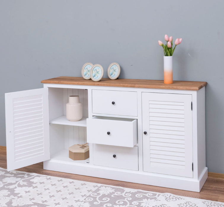 Kommode mit Lamellentüren | Sideboard aus Massivholz