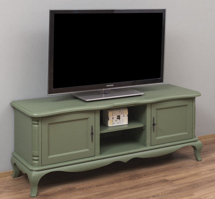 Barock TV Sideboard mit 2 Türen - Weiß & Grün