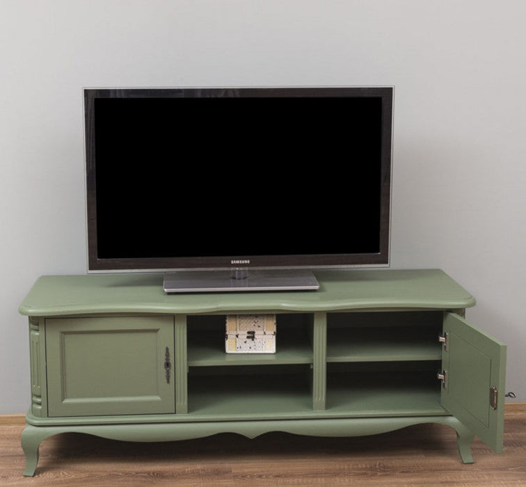 Barock TV Sideboard mit 2 Türen - Weiß & Grün