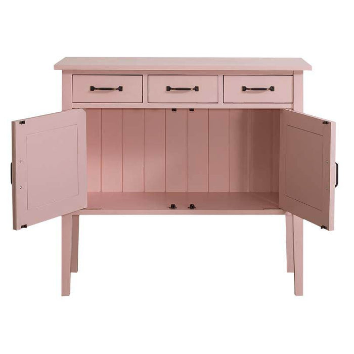 Sideboard aus Massivholz mit drei Schubladen - Rosa frontal geoeffnet