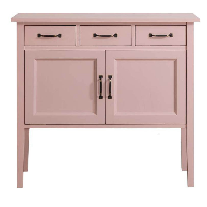 Sideboard aus Massivholz mit drei Schubladen - Rosa frontal