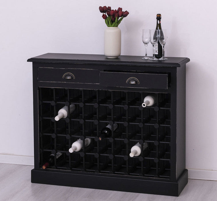 Vintage Weinschrank aus Massivholz mit zwei Schubladen